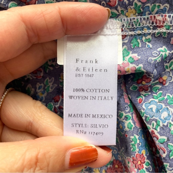Frank & Eileen Blue Floral Silvio Untuckable Button Shirt - XS/S, relaxed fit! - Picture 8 of 11